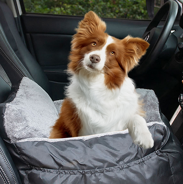 Dog Car Seat Plush Cosy Pet Car Booster Seat for Small Dogs and Cats with Storage