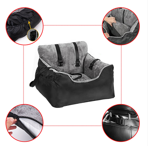 Dog Car Seat Plush Cosy Pet Car Booster Seat for Small Dogs and Cats with Storage