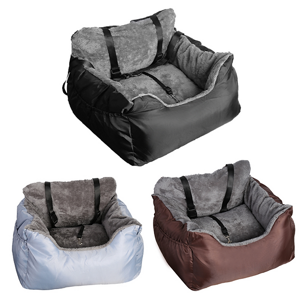 Dog Car Seat Plush Cosy Pet Car Booster Seat for Small Dogs and Cats with Storage